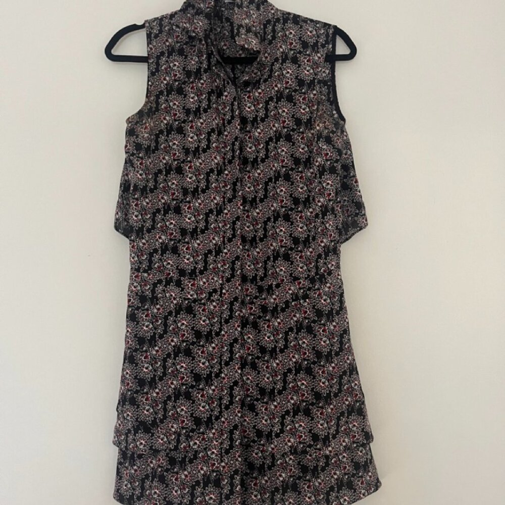 Derek Lam 10 Crosby Silk Sleeveless Button Up Layered Dress Size 0 Paisley Print